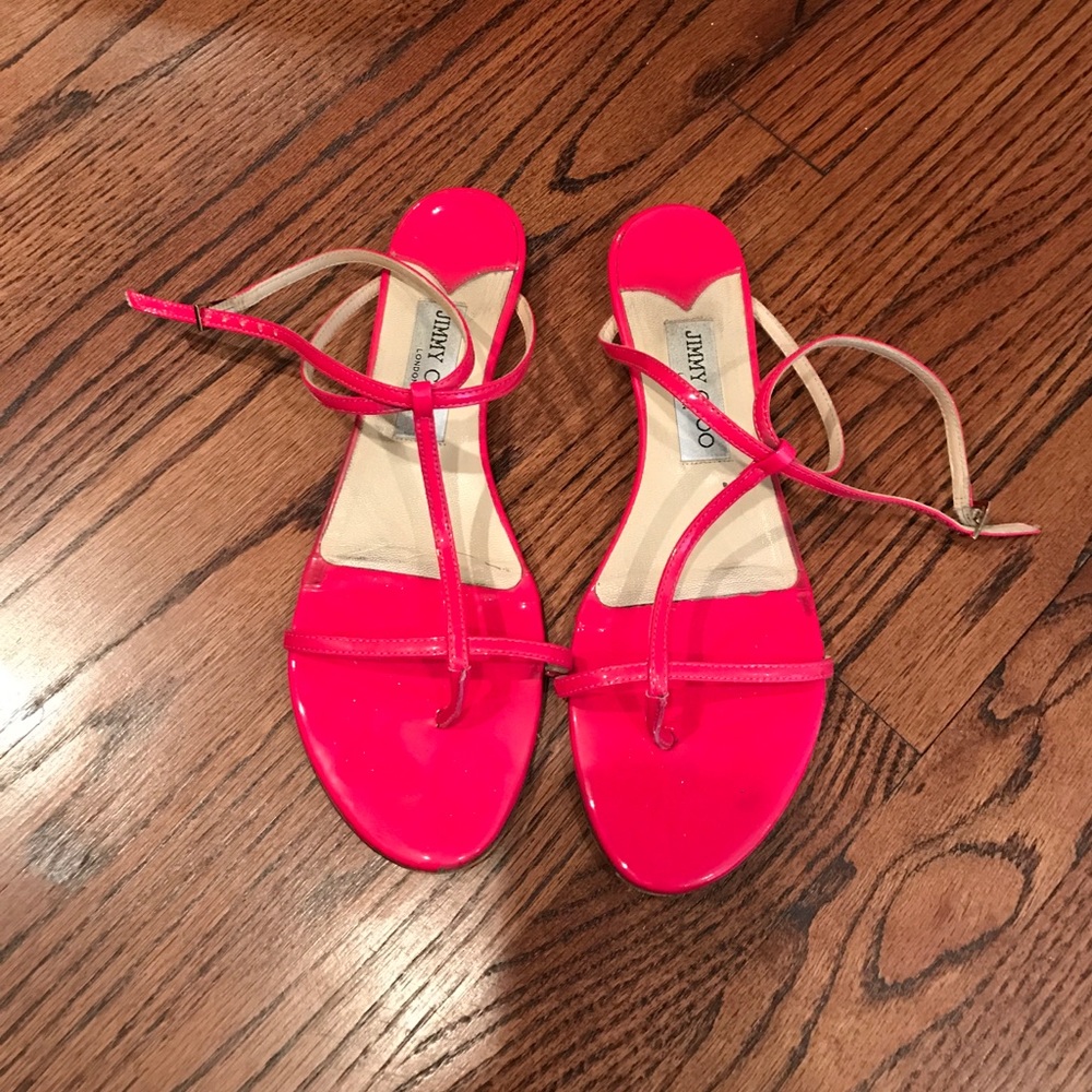 Jimmy choo hot pink patent sandals